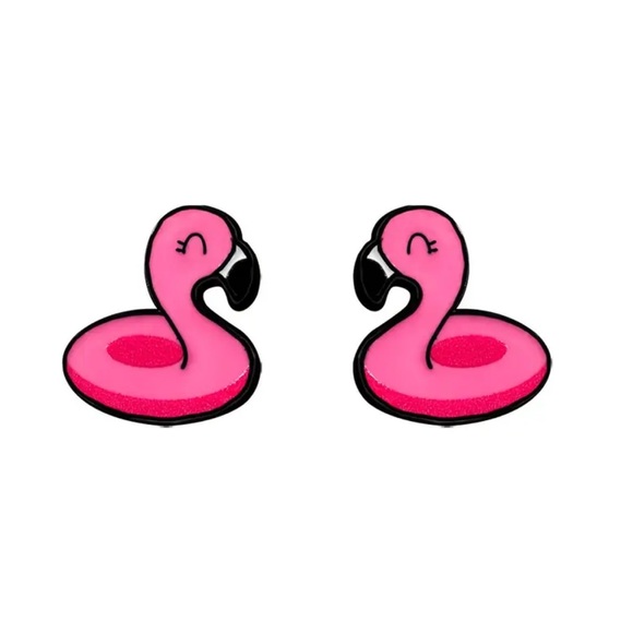 Pink Flamingo Swim Earrings - Picture 1 of 4